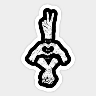 Peace, love and Unity Sticker